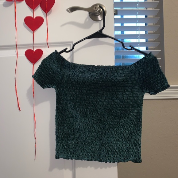 Velvet Green Ruffled Top - Picture 2 of 3